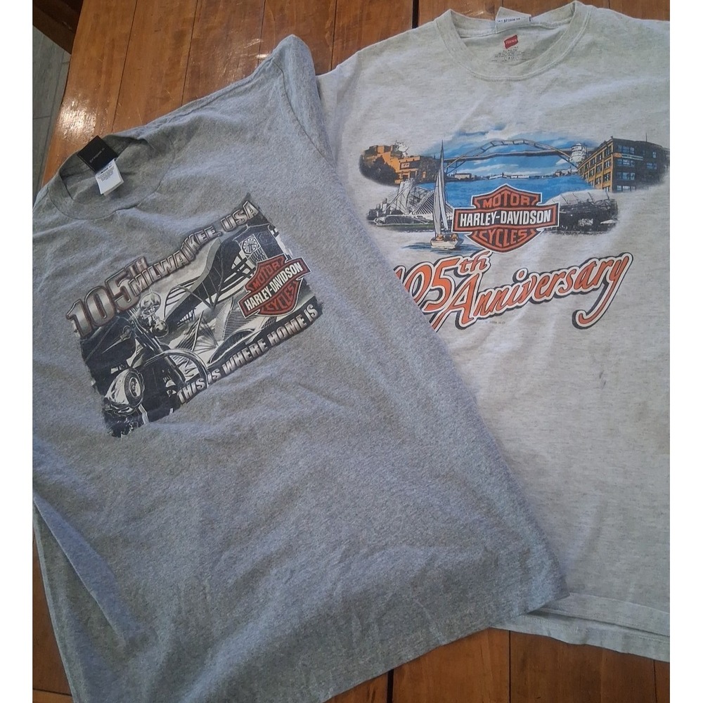 Harley Davidson Motorcycles 105th Anniversary Shirt Men's Size XL Heather Gray 2
